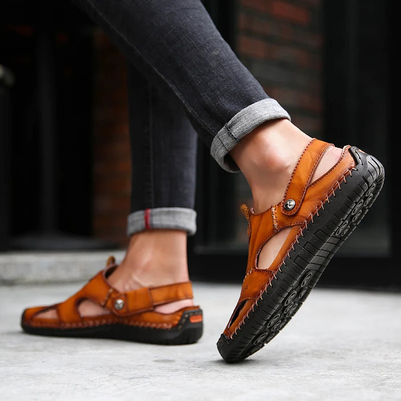 Men's slip-on sandals — breathable closed-toe design — daily wear
