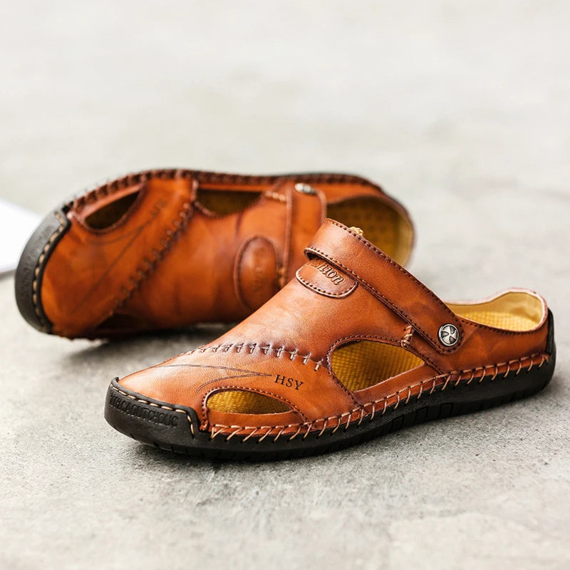 Men's slip-on sandals — breathable closed-toe design — daily wear