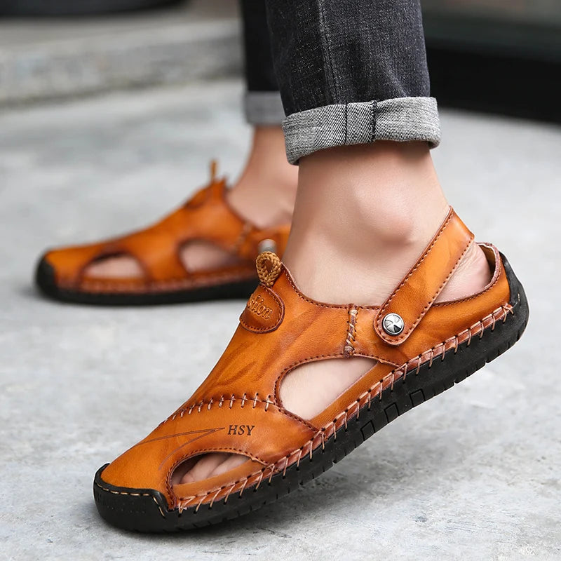 Men's slip-on sandals — breathable closed-toe design — daily wear