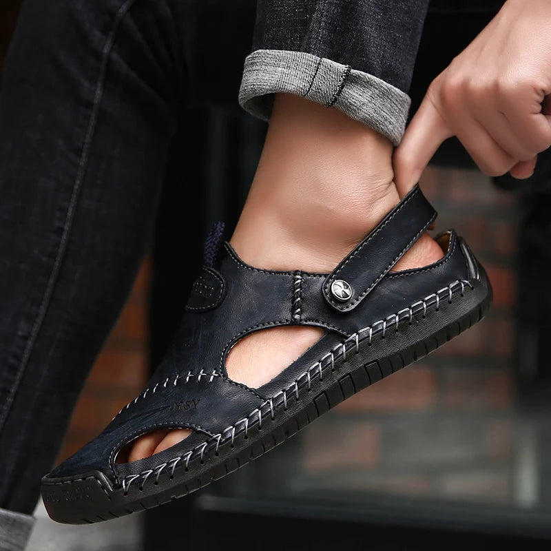 Men's slip-on sandals — breathable closed-toe design — daily wear