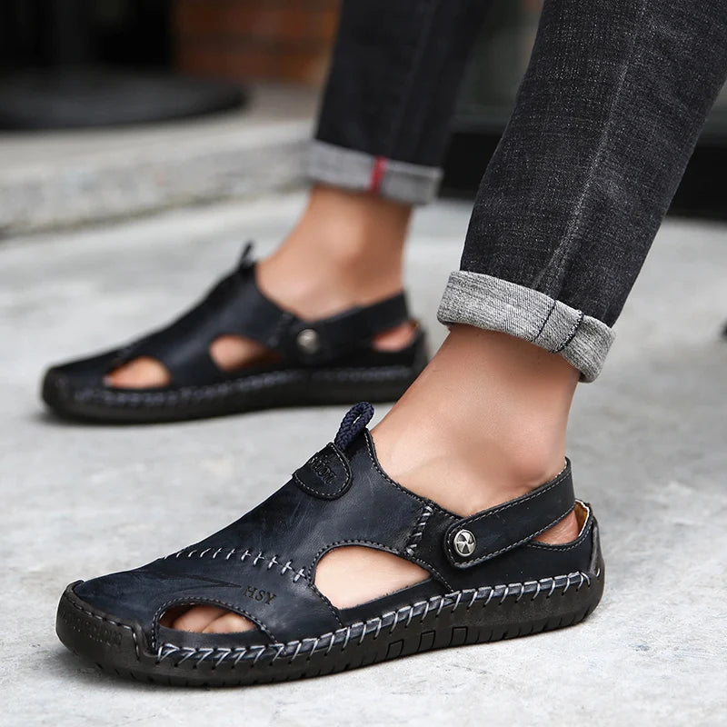 Men's slip-on sandals — breathable closed-toe design — daily wear