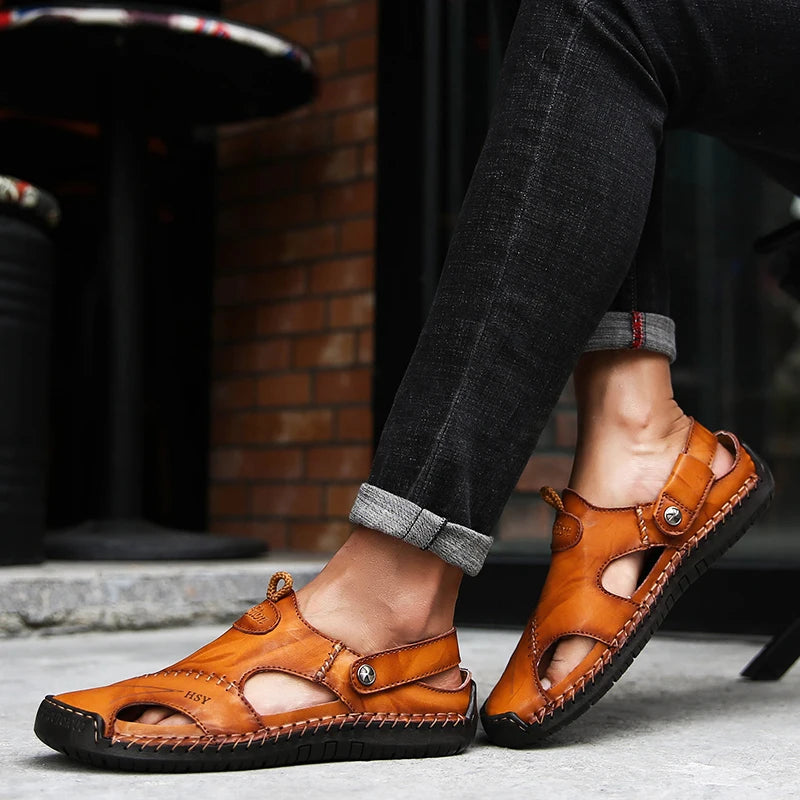 Men's slip-on sandals — breathable closed-toe design — daily wear