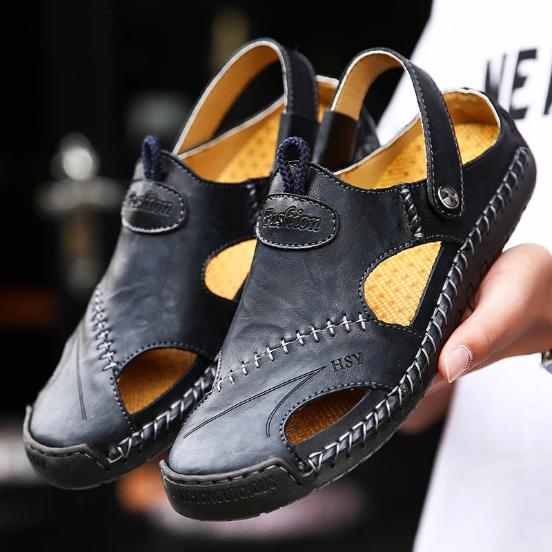 Men's slip-on sandals — breathable closed-toe design — daily wear