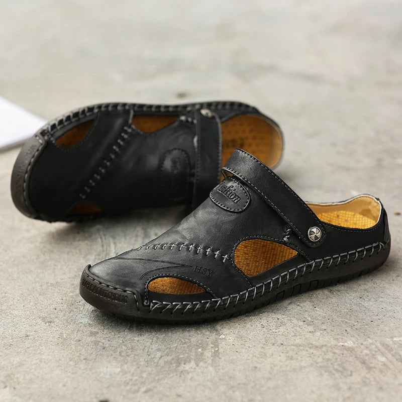 Men's slip-on sandals — breathable closed-toe design — daily wear