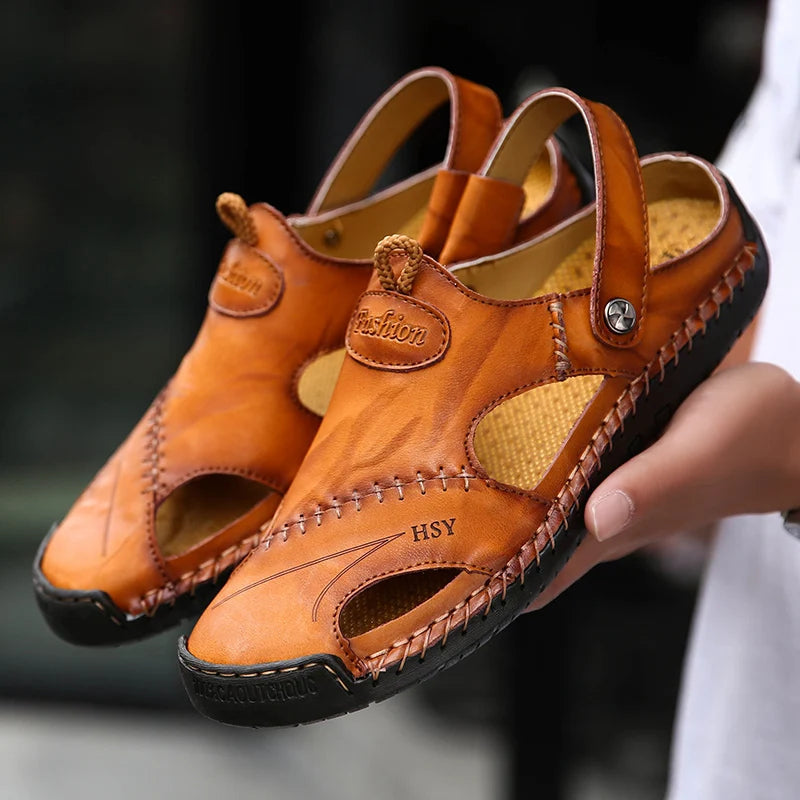 Men's slip-on sandals — breathable closed-toe design — daily wear