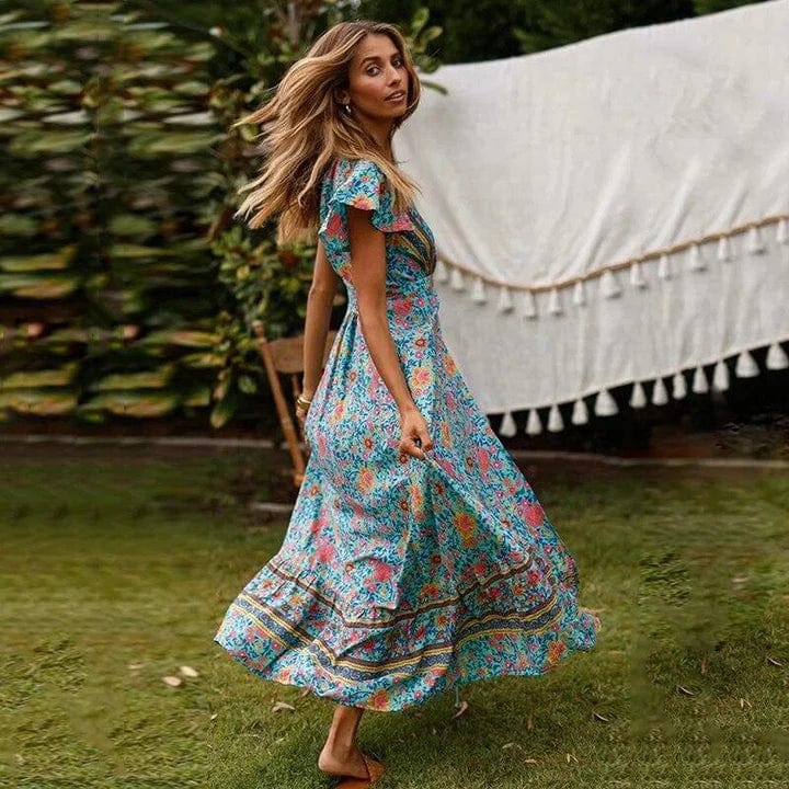 Floral Print Wrap Maxi Dress