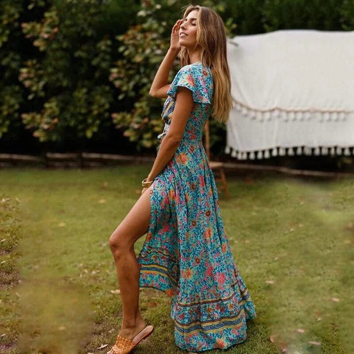 Floral Print Wrap Maxi Dress
