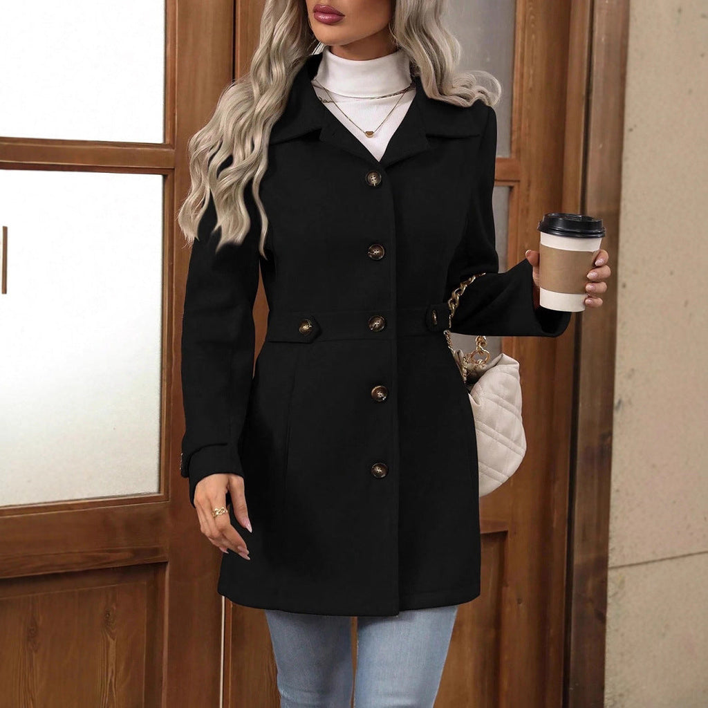 Women's Trenchcoat for Women Wool Blend Belted Autumn