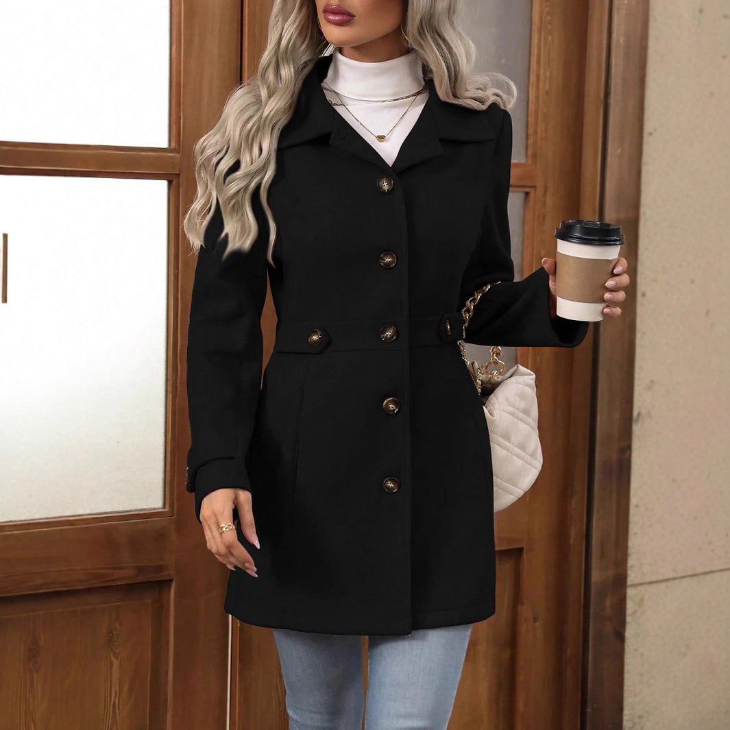 Women's Trenchcoat for Women Wool Blend Belted Autumn