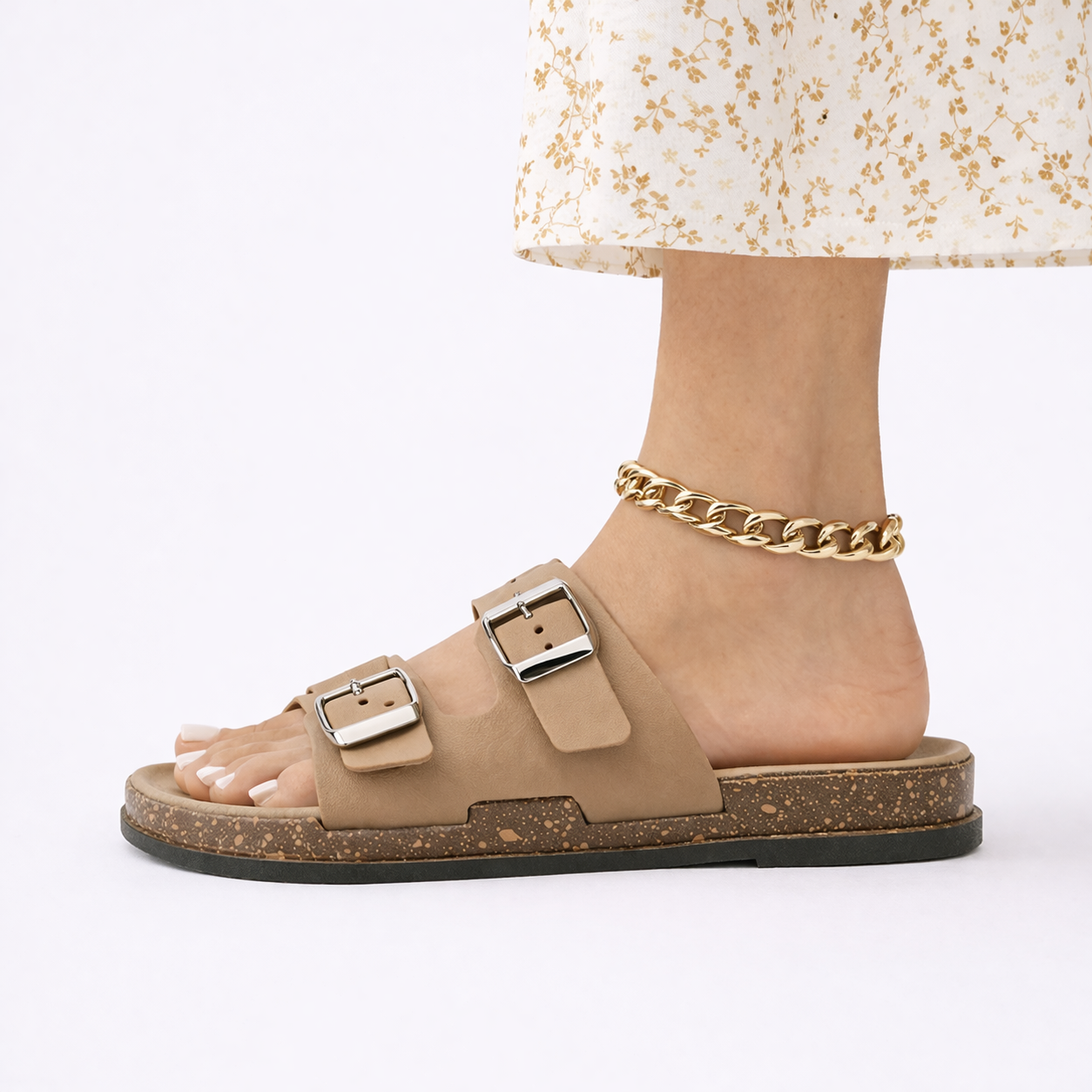 Comfort Buckle Slide Sandals