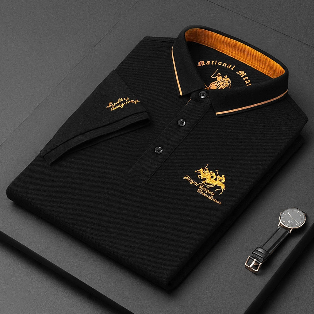 Men's short sleeve polo — contrast collar cotton fit — casual daily wear