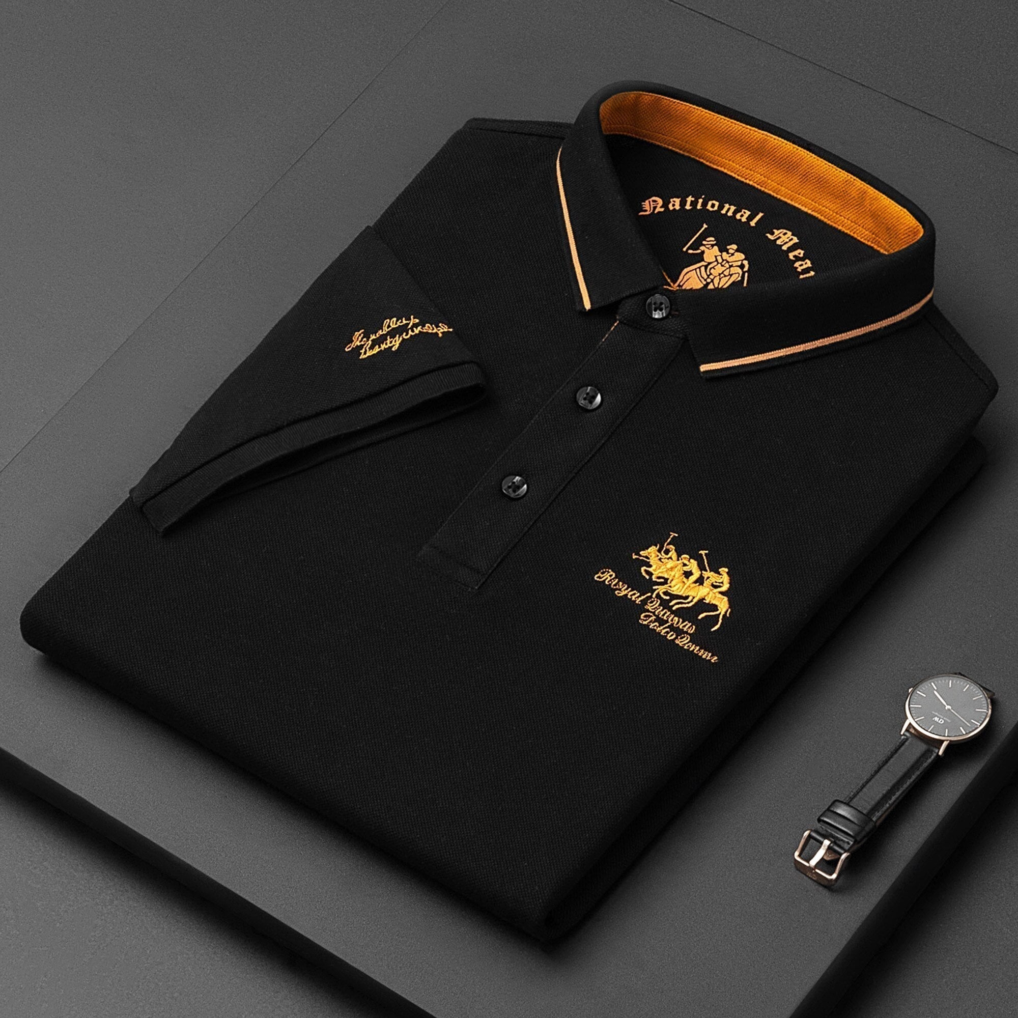 Men's short sleeve polo — contrast collar cotton fit — casual daily wear