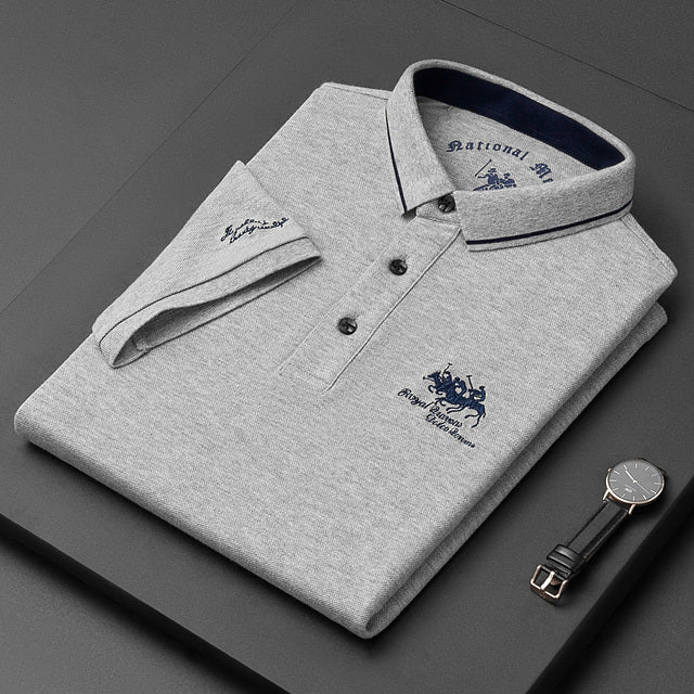 Men's short sleeve polo — contrast collar cotton fit — casual daily wear