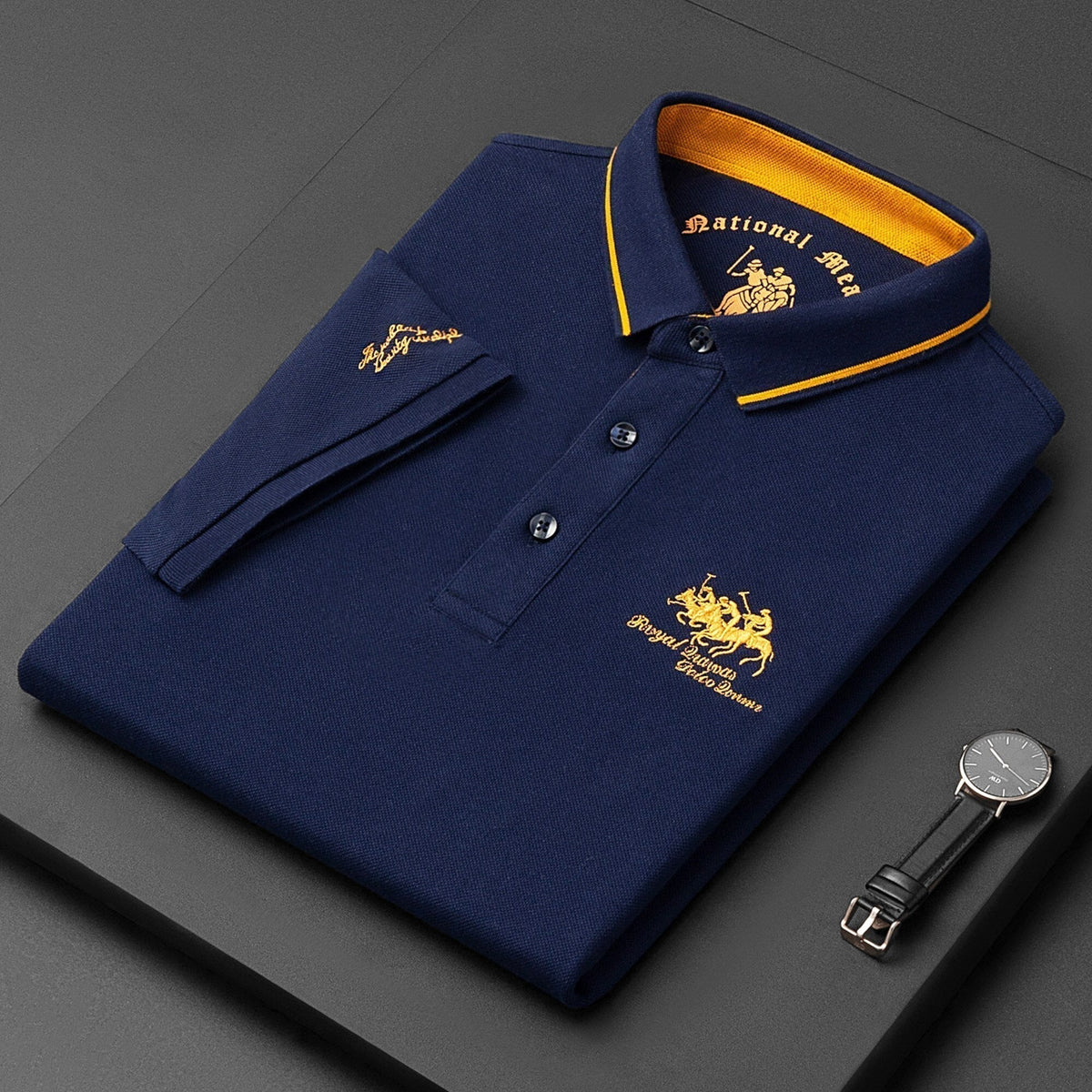 Men's short sleeve polo — contrast collar cotton fit — casual daily wear