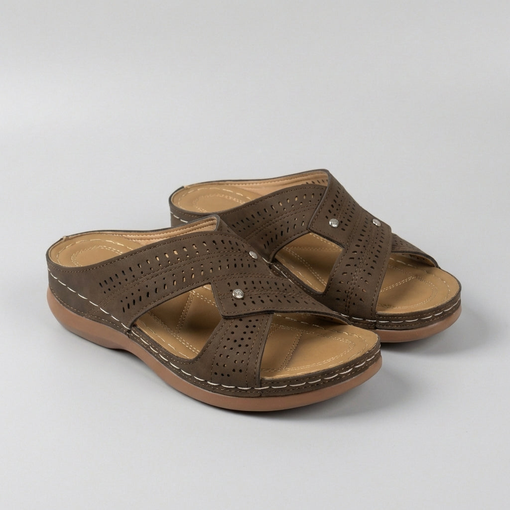 Women's Slip-On Wedge Sandals Criss-Cross Straps Open Toe Casual Walking Shoes
