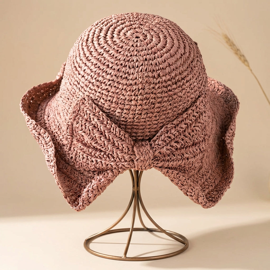 Women's wide-brim hat - relaxed fit braided straw - beach sun protection
