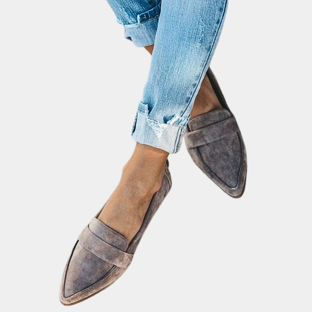Women’s suede loafers — pointed-toe slip-on footwear