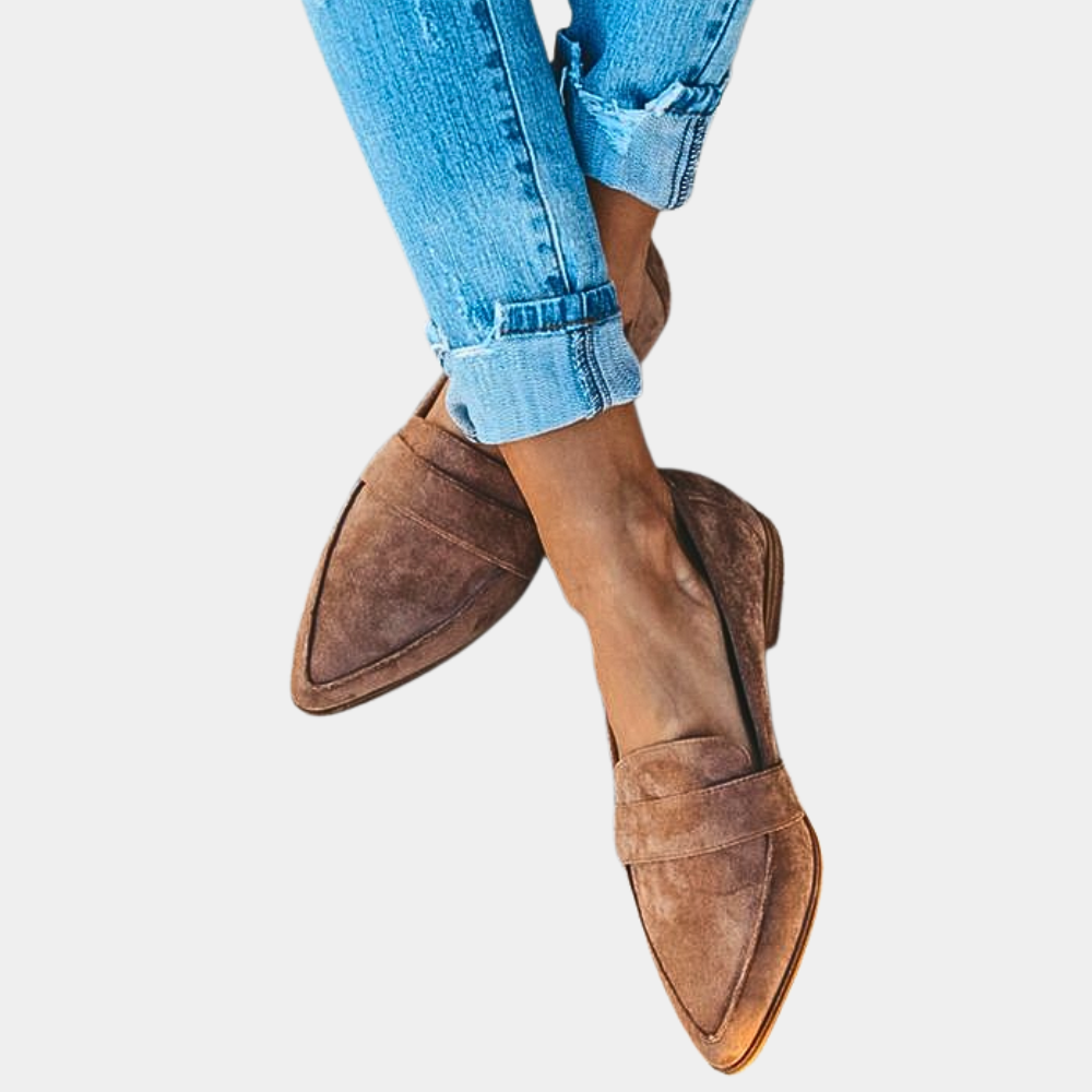 Women’s suede loafers — pointed-toe slip-on footwear