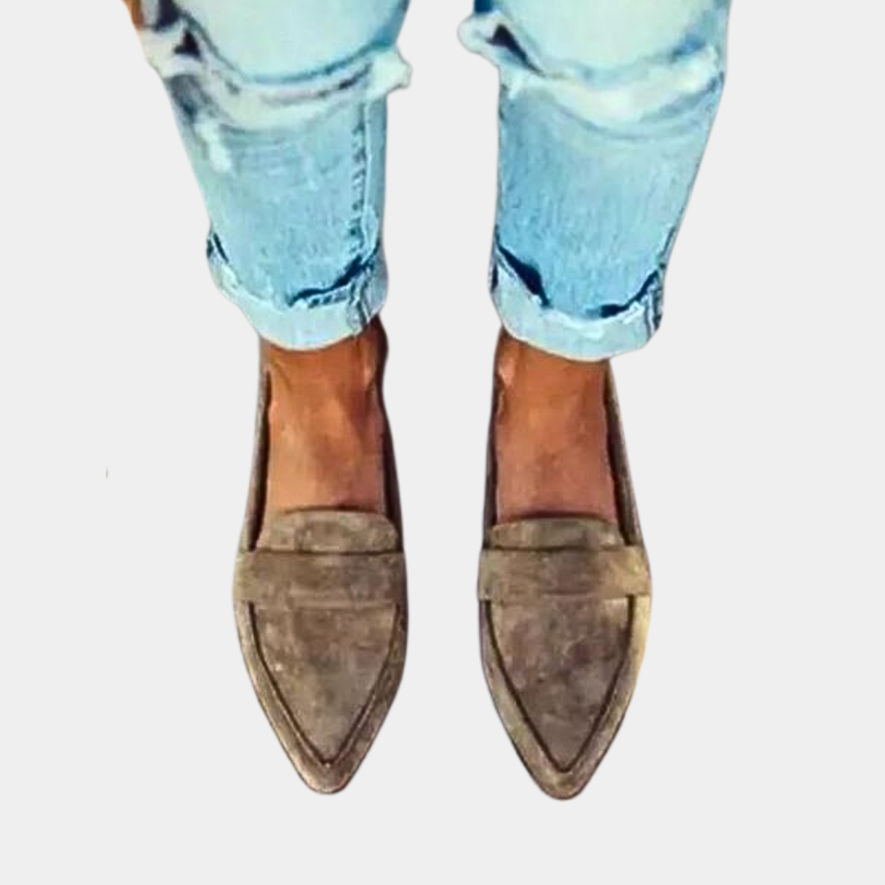 Women’s suede loafers — pointed-toe slip-on footwear