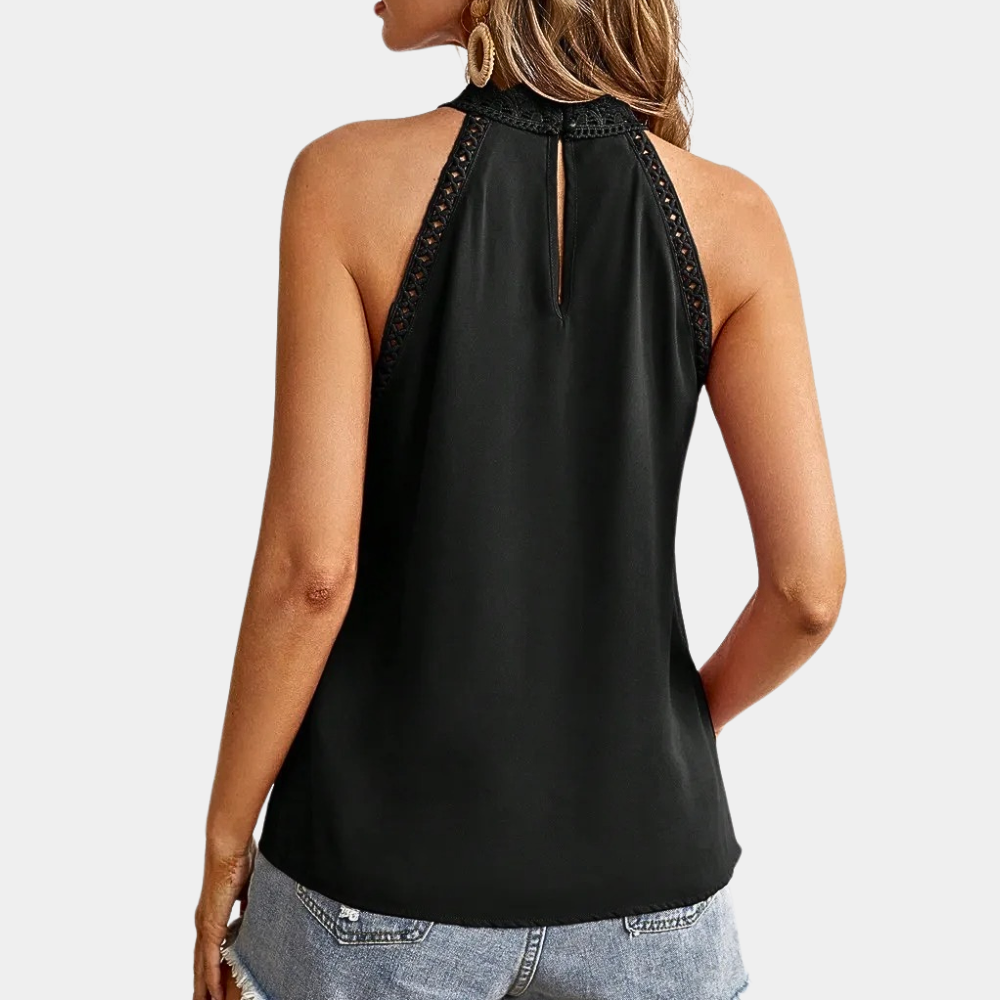 Women's halter lace top | sleeveless mock neck for casual daily wear