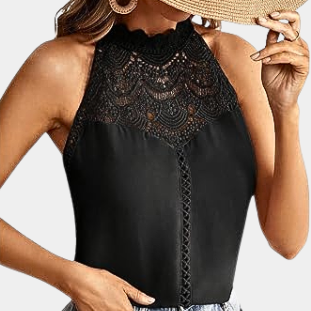 Women's halter lace top | sleeveless mock neck for casual daily wear
