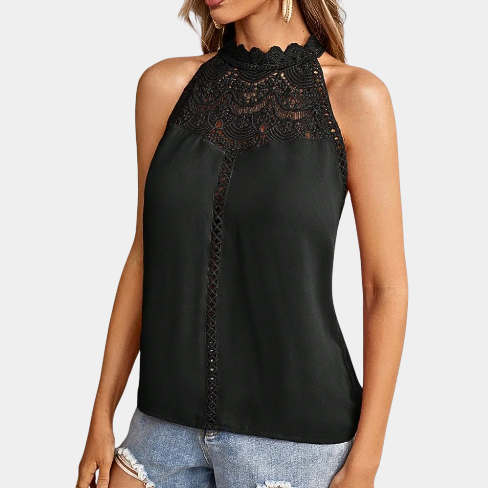 Women's halter lace top | sleeveless mock neck for casual daily wear