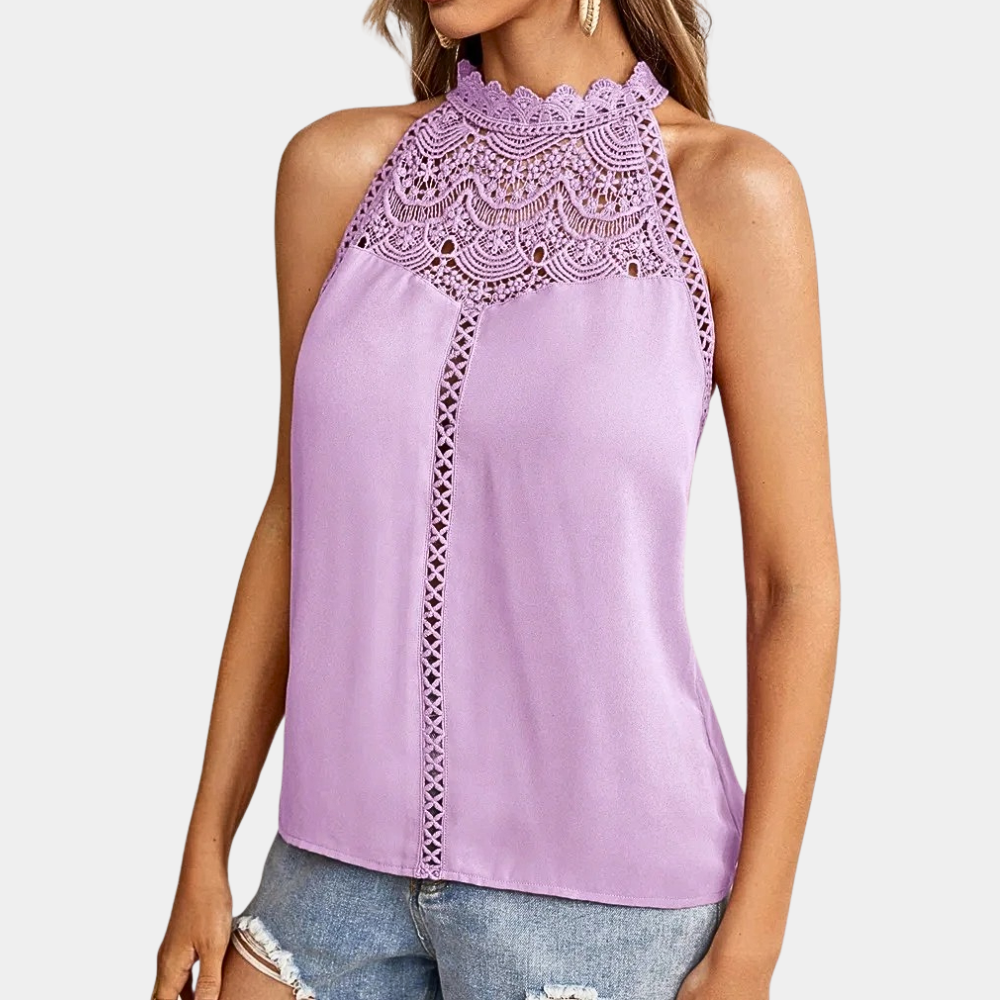Women's halter lace top | sleeveless mock neck for casual daily wear
