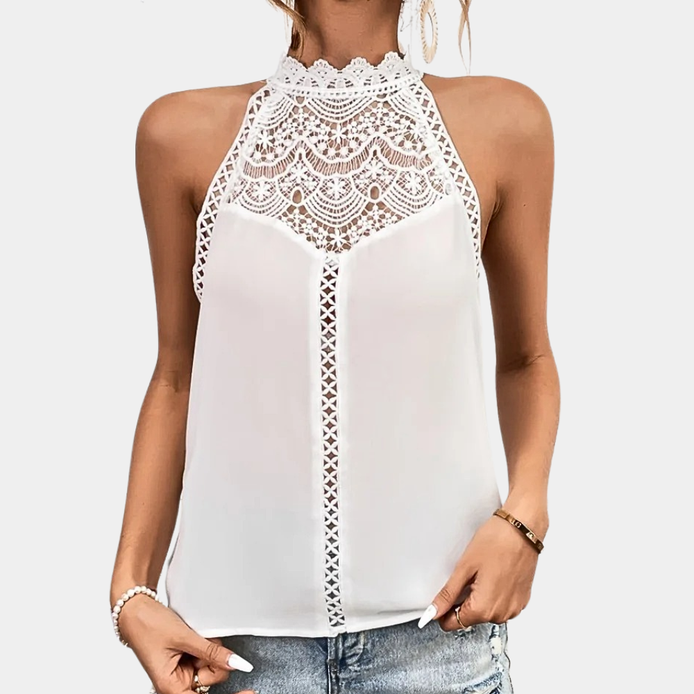 Women's halter lace top | sleeveless mock neck for casual daily wear