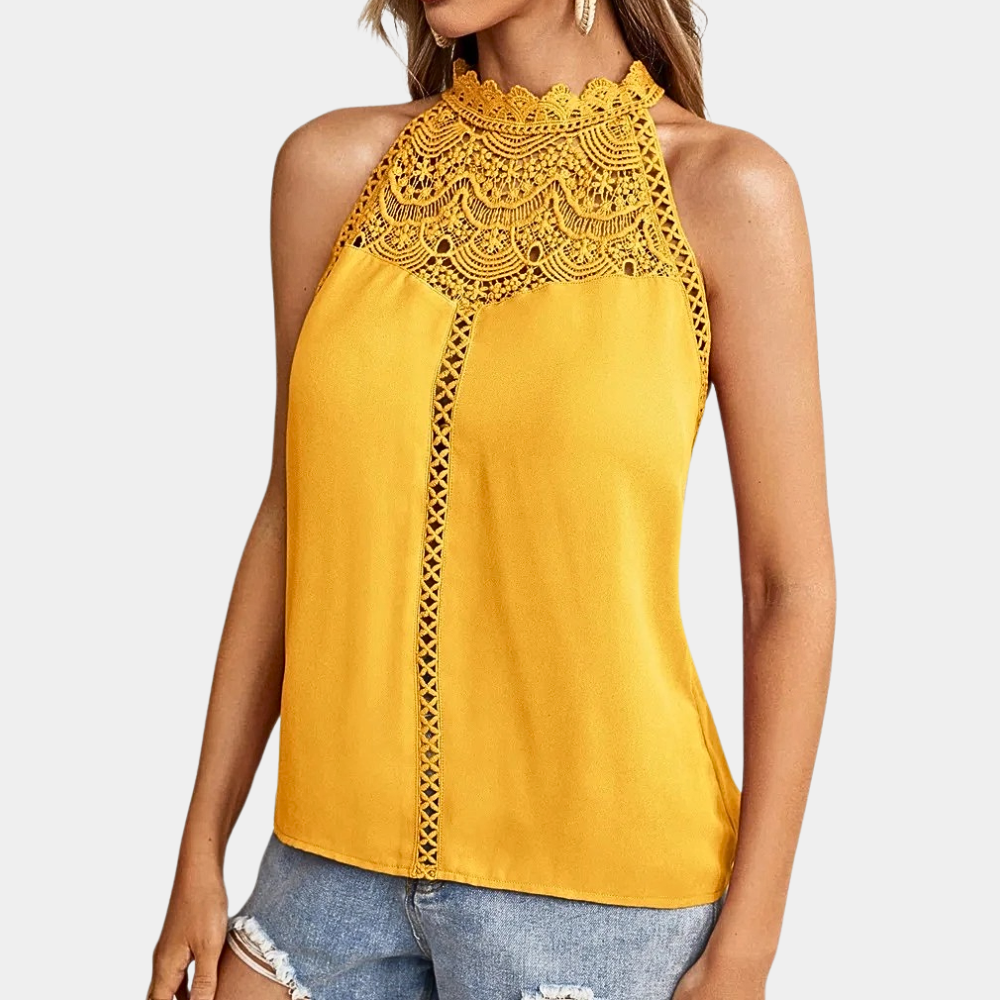 Women's halter lace top | sleeveless mock neck for casual daily wear