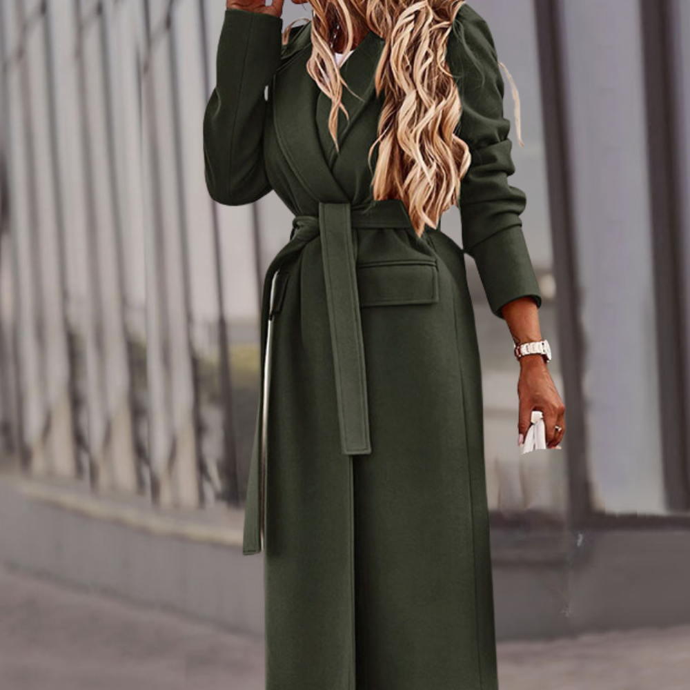 Women's Trenchcoat for Women Polyester Belted Long Outerwear Winter