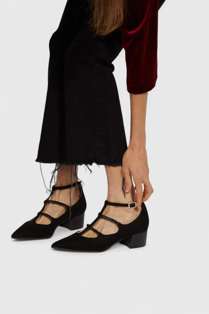 T-Strap Block Heel Pumps
