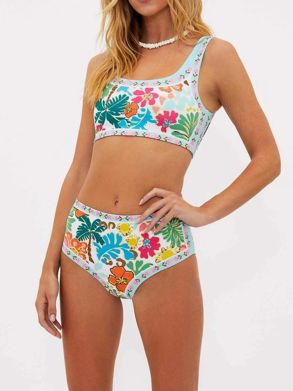 Floral Print High Waisted Bikini Set
