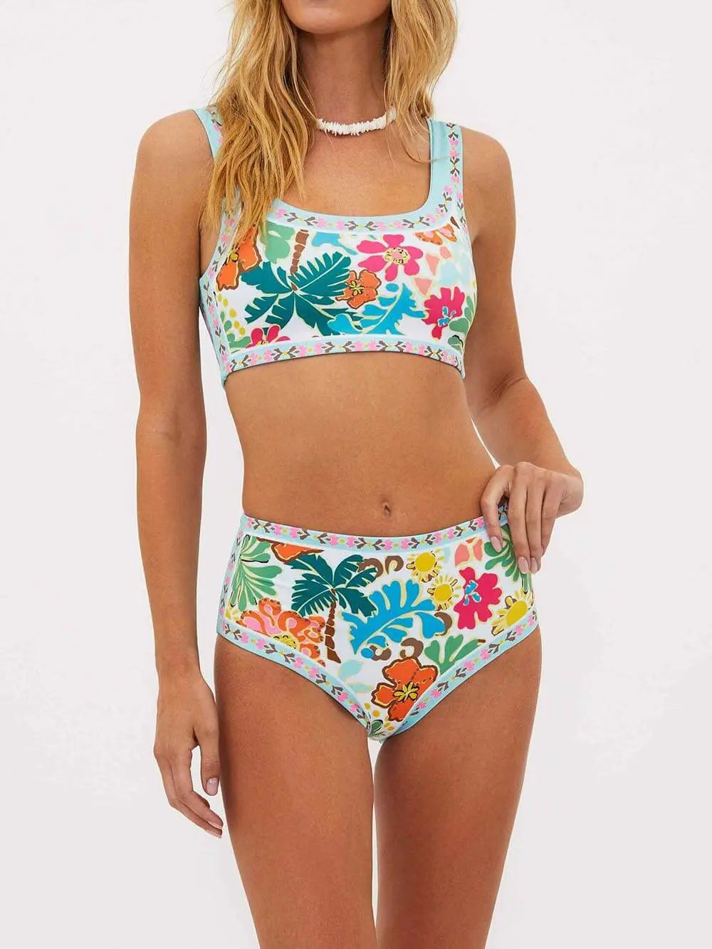 Floral Print High Waisted Bikini Set