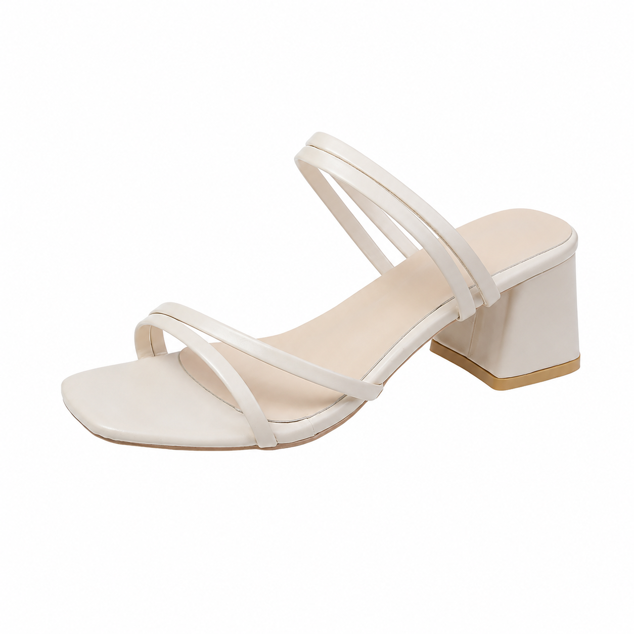 Women's Block Heel Sandals Strappy Square Toe Elegant Slip On Formal Shoes