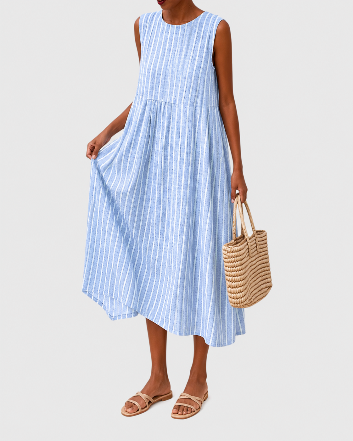 Women's casual dress — relaxed knee-length cut with sleeveless top | casual daily