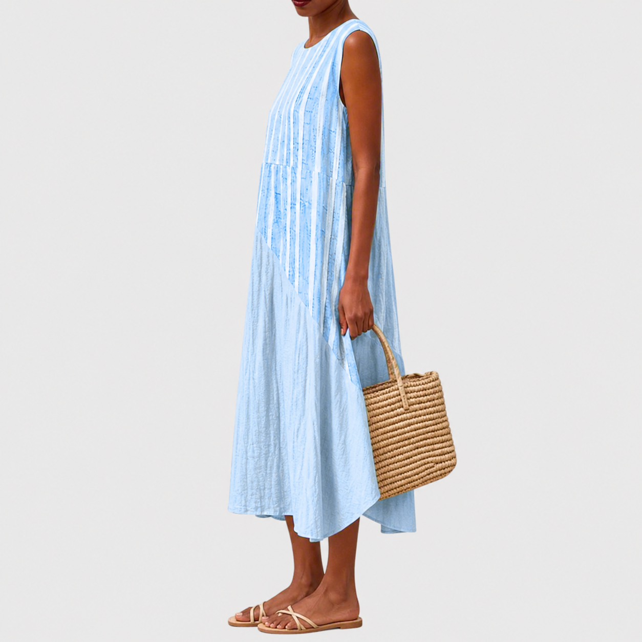 Women's casual dress — relaxed knee-length cut with sleeveless top | casual daily