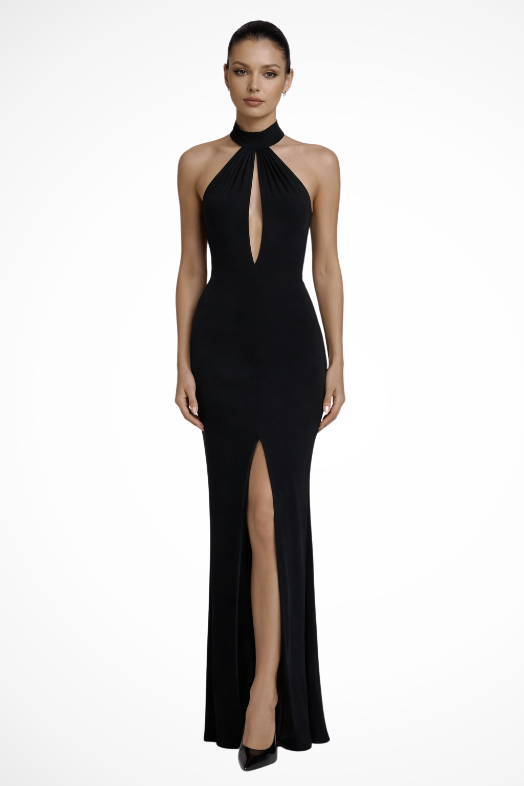 Halter Neck Formal Maxi Dress Backless Cut Out Bodycon Slit Evening Party Apparel
