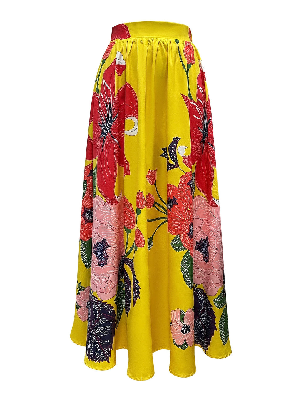 Women's floral maxi skirt cotton blend high waist