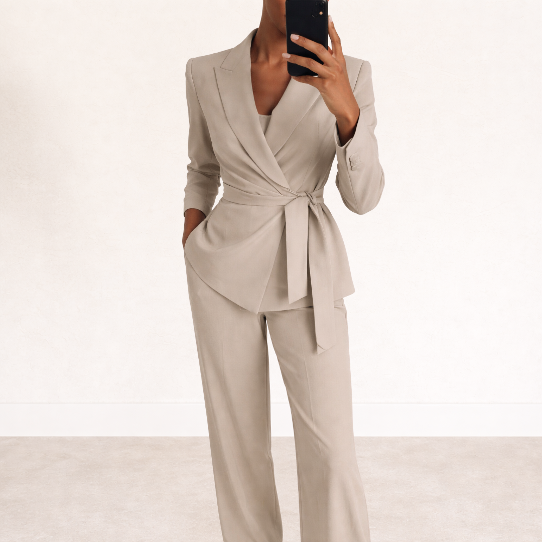 Women's Two-Piece Set Belted Blazer