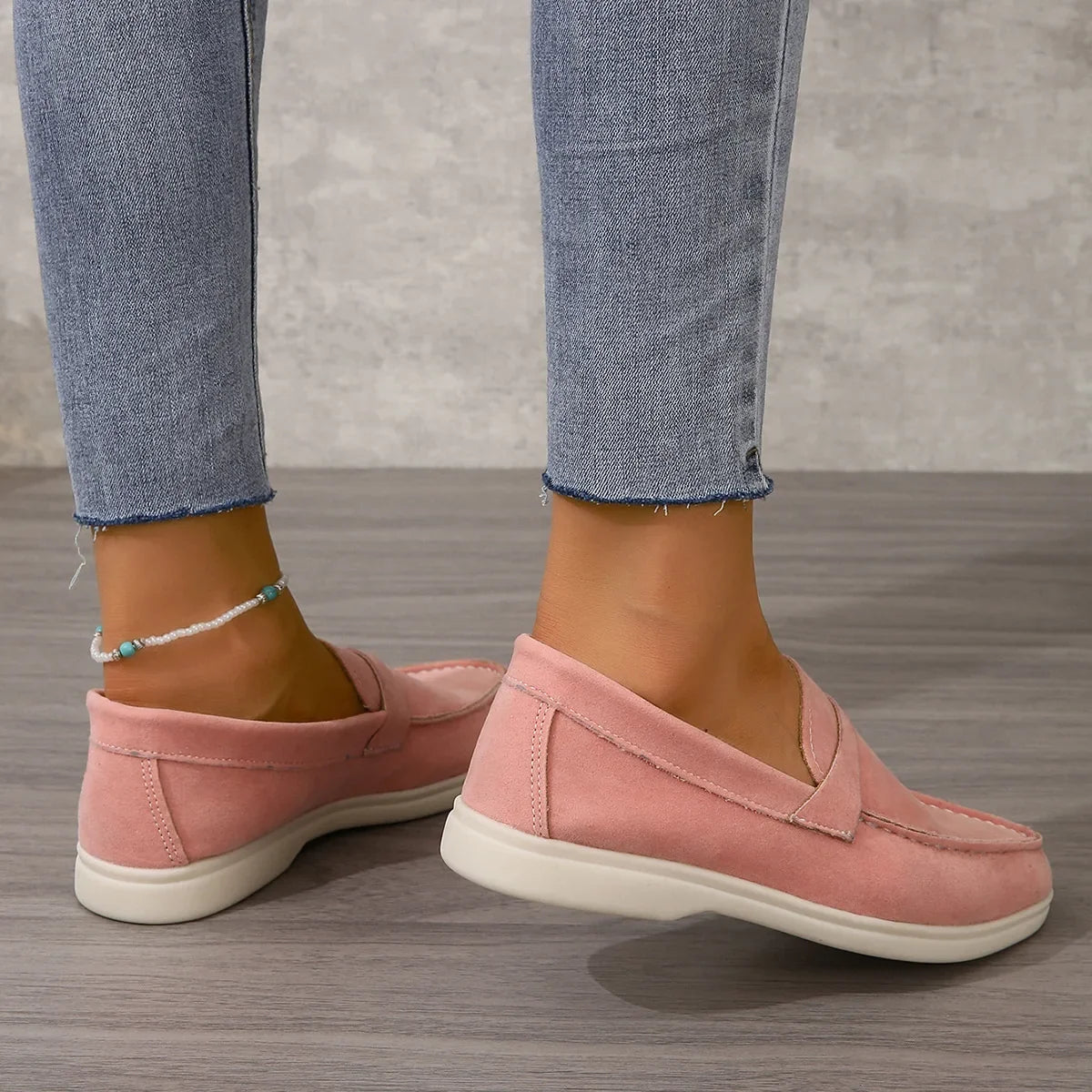 Women's Loafers Suede Slip On Cushioned Insole Rubber Sole Office Casual
