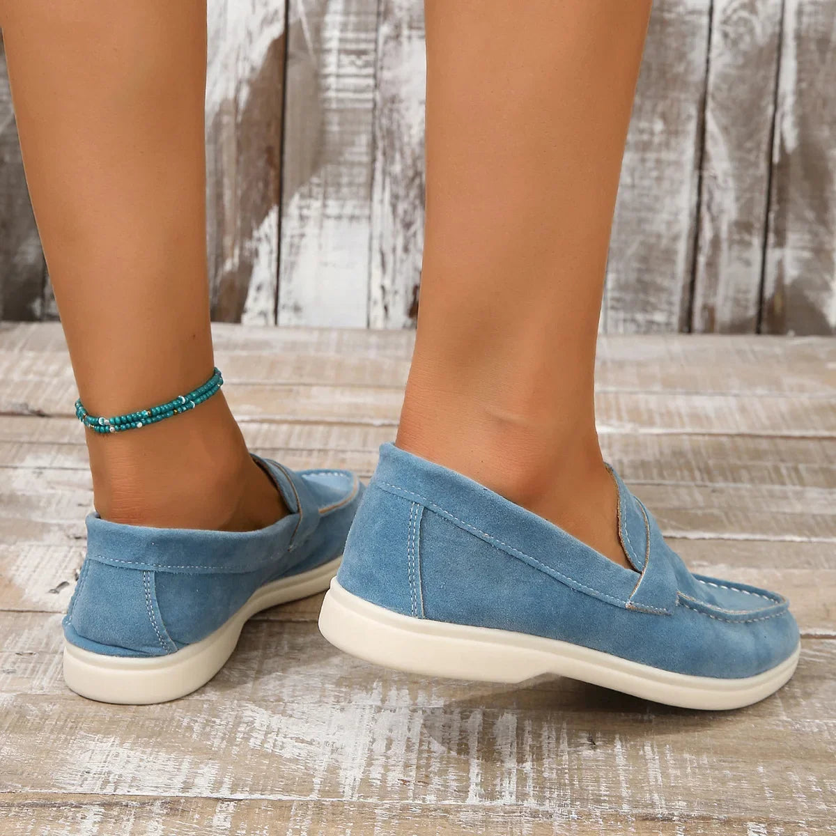 Women's Loafers Suede Slip On Cushioned Insole Rubber Sole Office Casual