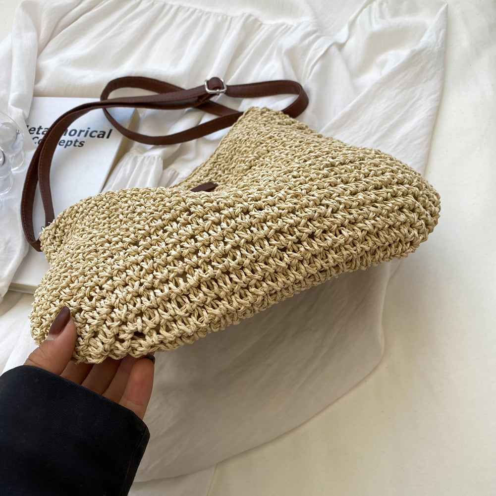 Women's casual crossbody bag - large knit hobo purse - beach vacation