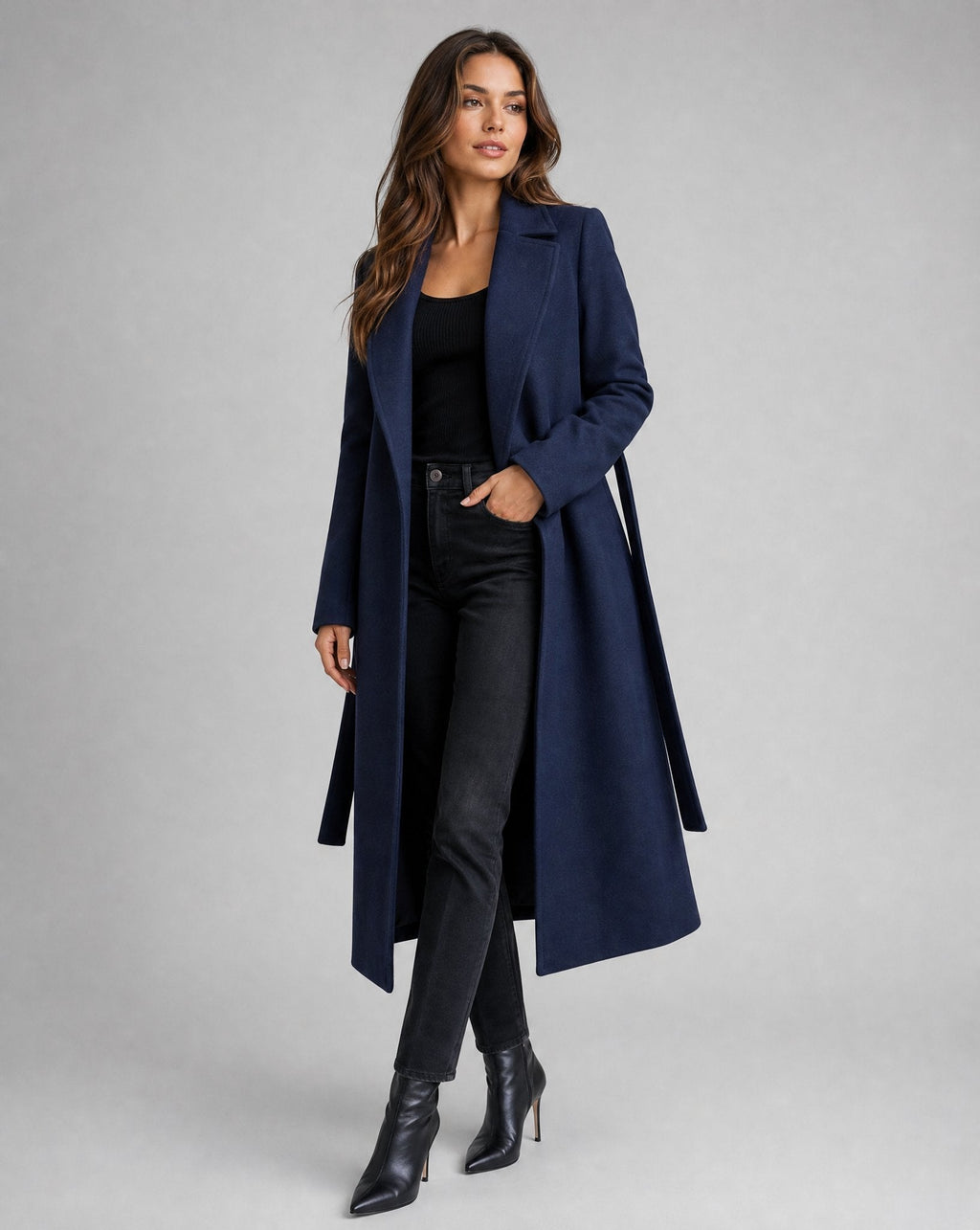 Women's Trenchcoat for Women Wool Blend Belted Long Winter