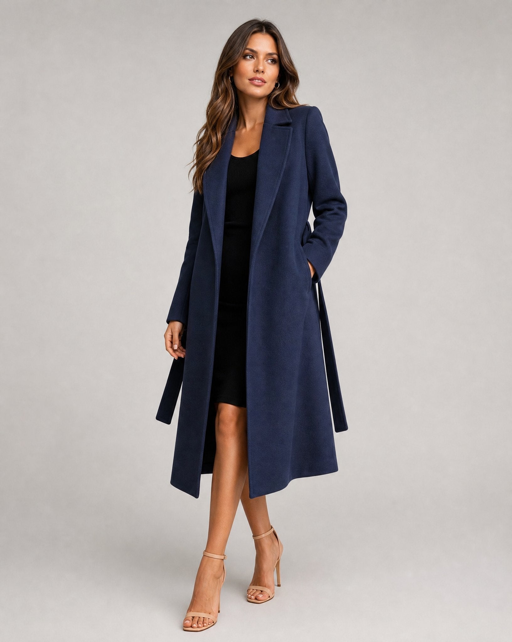 Women's Trenchcoat for Women Wool Blend Belted Long Winter