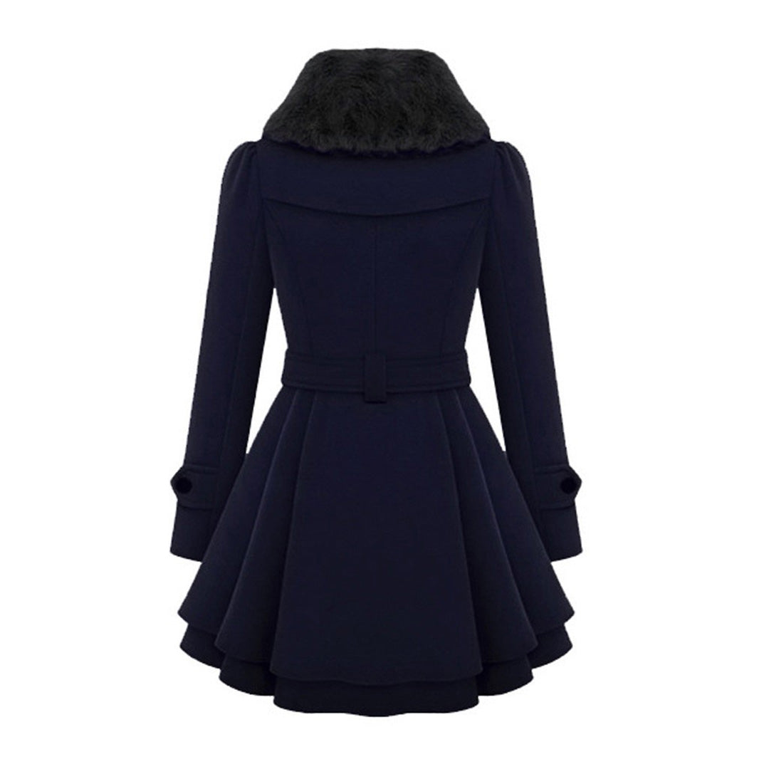 Women's Trenchcoat for Women Fur Collar Belted Long Winter