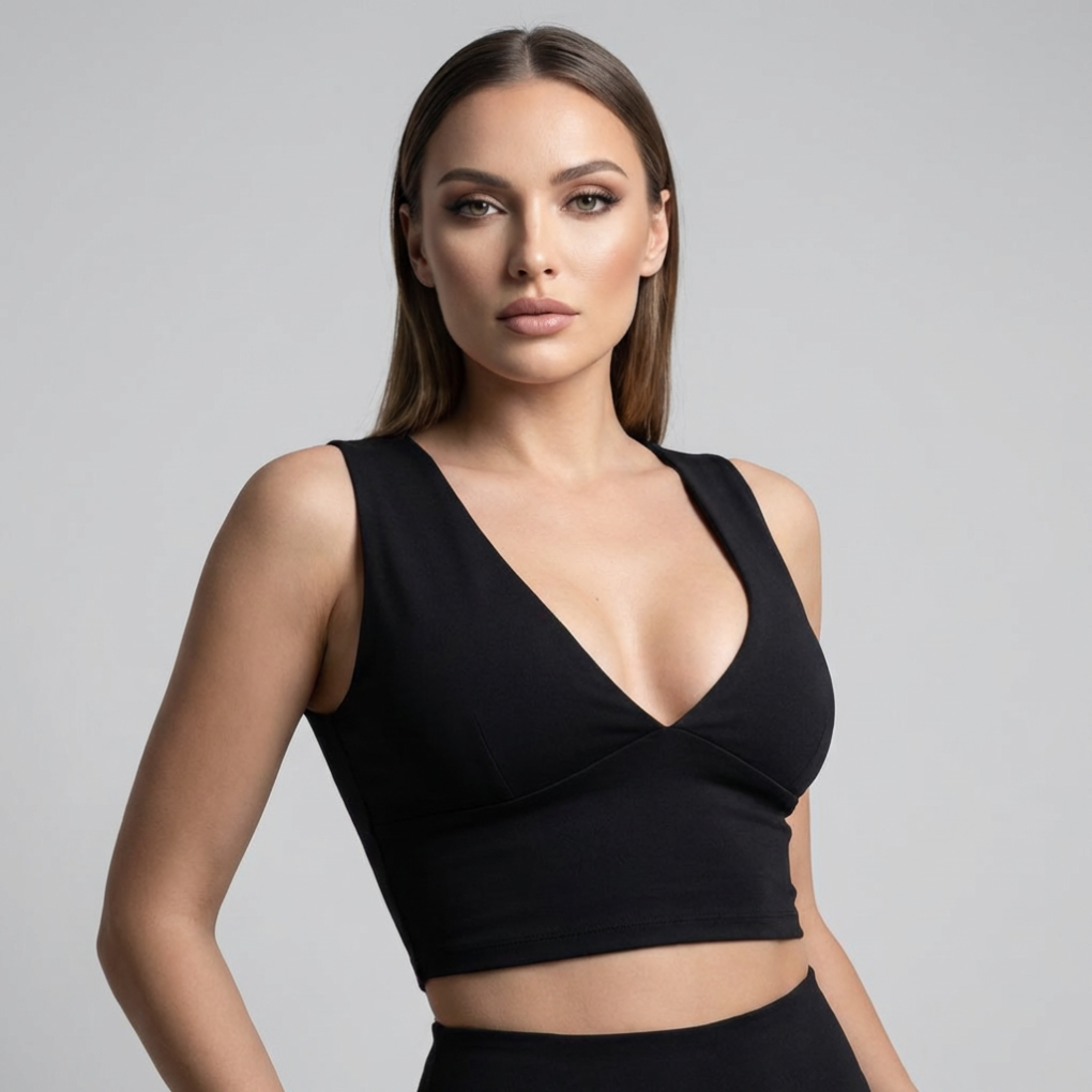 Women's racerback cutout crop top — deep v-neck — summer casual