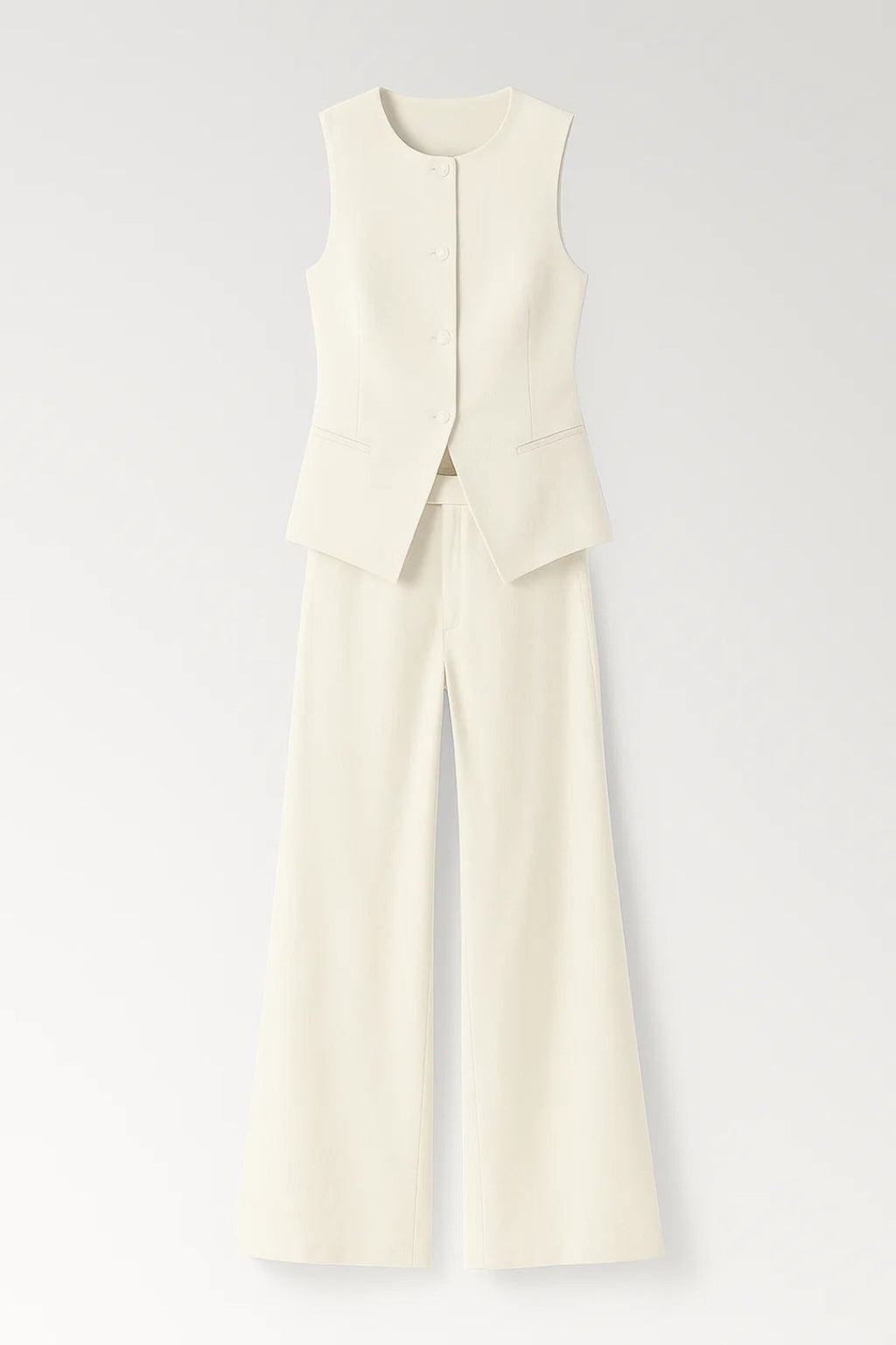 Sleeveless top and wide leg trousers set | Two-piece women's outfit