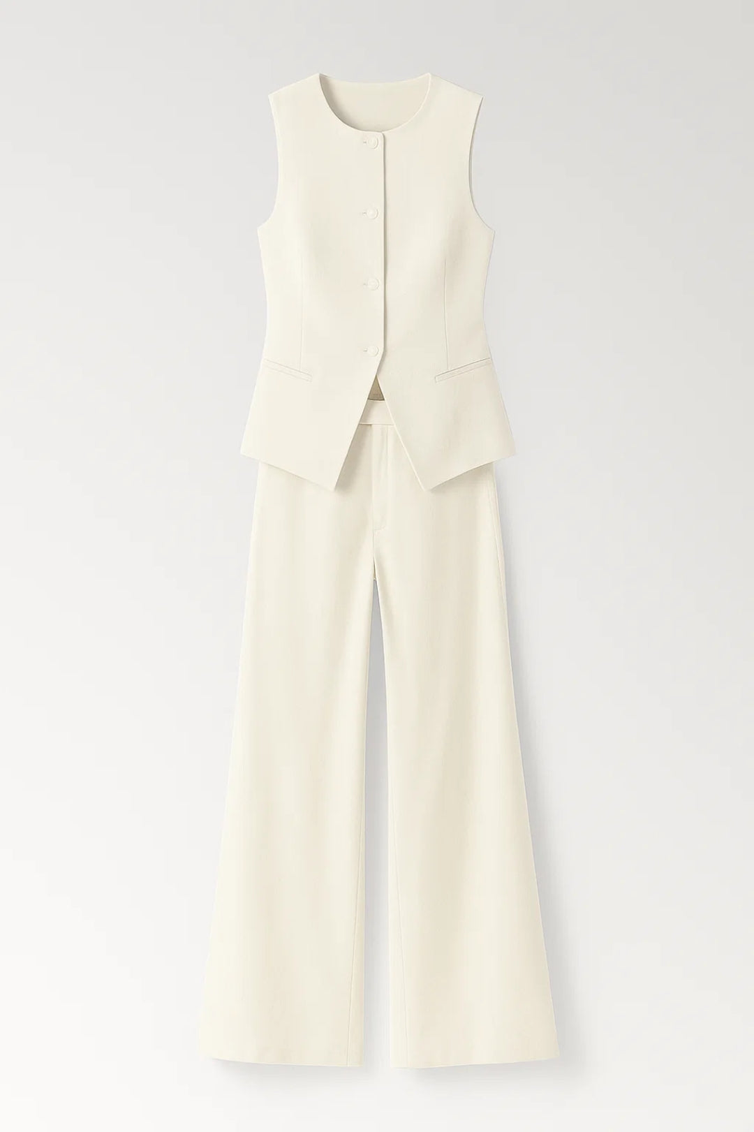 Sleeveless top and wide leg trousers set | Two-piece women's outfit