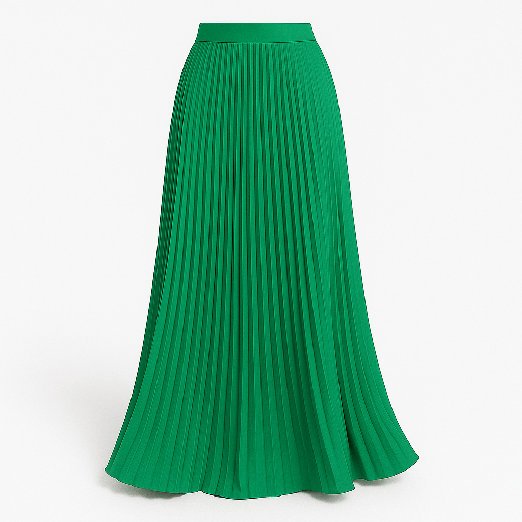 Women's pleated maxi skirt with elastic waist — casual