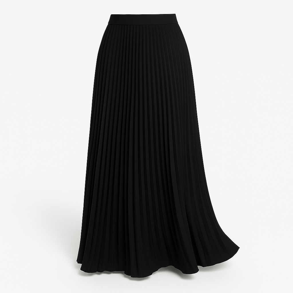 Women's pleated maxi skirt with elastic waist — casual